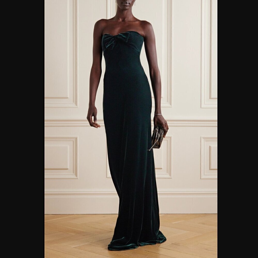 Ralph Lauren Purple Label Niles Strapless Velvet Evening Dress - Picture 2 of 12